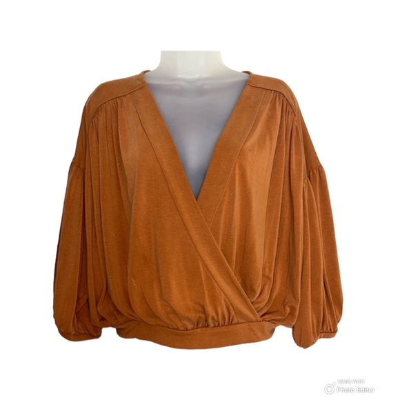 Forever 21 Tops - FOREVER 21 Plus Size Draped Surplice Crop Top Orange/Rust Size 1X